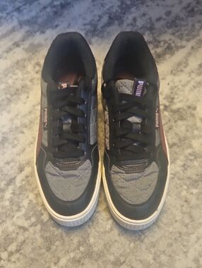 Puma Black, Gray and Burgundy Wedge Sneakers